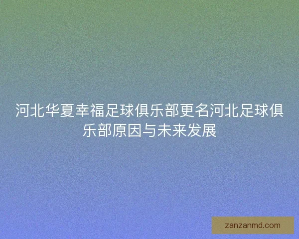 河北华夏幸福足球俱乐部更名河北足球俱乐部原因与未来发展