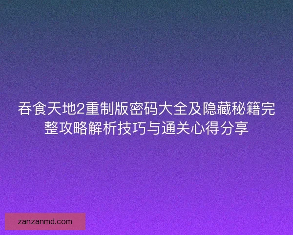 吞食天地2重制版密码大全及隐藏秘籍完整攻略解析技巧与通关心得分享