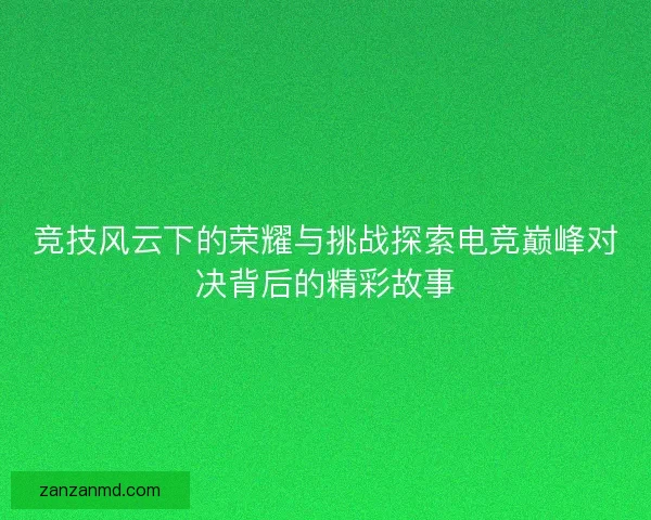 竞技风云下的荣耀与挑战探索电竞巅峰对决背后的精彩故事