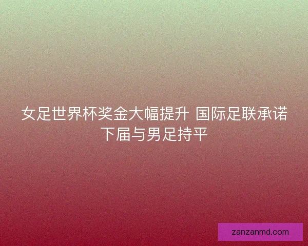 女足世界杯奖金大幅提升 国际足联承诺下届与男足持平 女足世界杯奖金大幅提升 国际足联承诺下届与男足持平